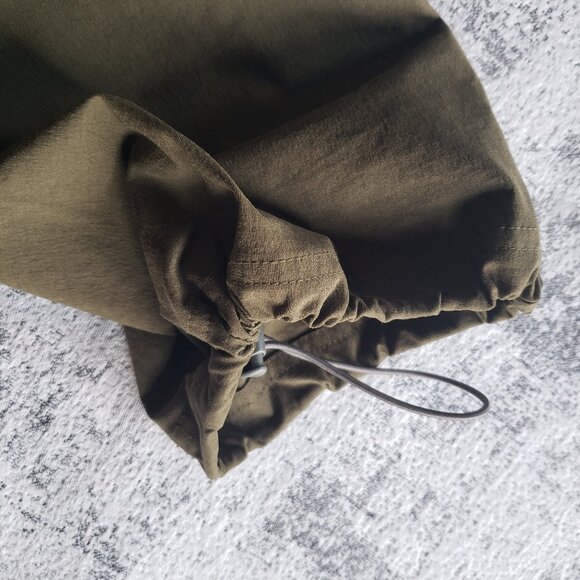 MEC Olive Army Green Wide Leg Outdoor Performance Pants w Drawstring Ankle - Picture 12 of 15